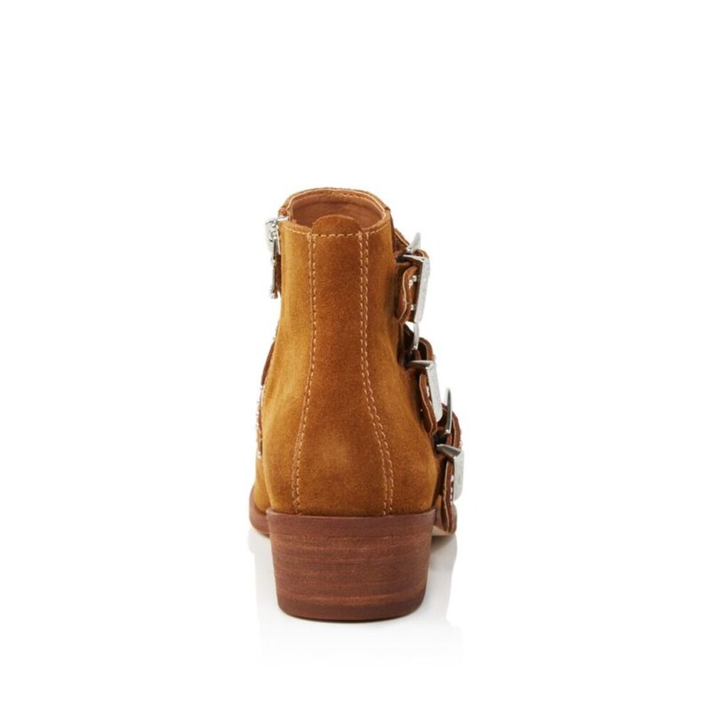 AQUA Womens Brown Studded Blane Almond Toe Block Heel Zip-Up Leather Booties 6 M - Picture 3 of 3